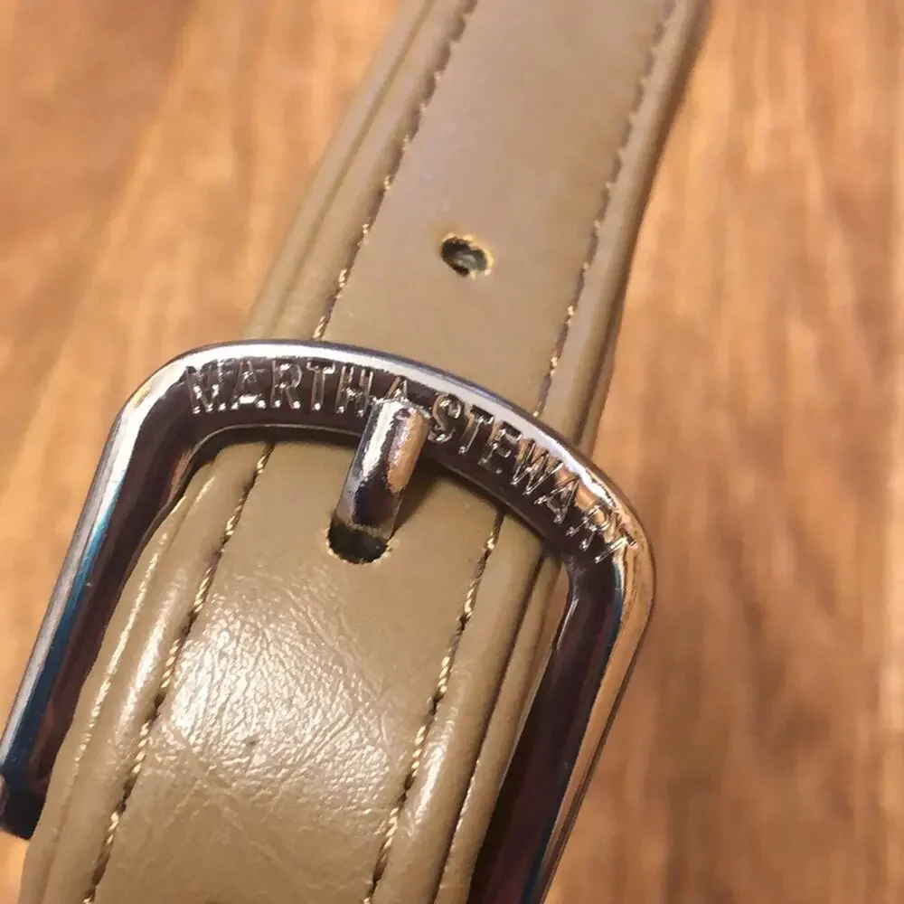 Martha Stewart Tan and Silver Leather Buckle Dog Collar Size 20